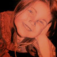 portrait au crayon et mine de plomb sur toile rouge