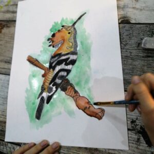 dessin oiseau à l'aquarelle